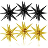 6pcs 22in Black Gold Star Foil Balloons Party Decorations
