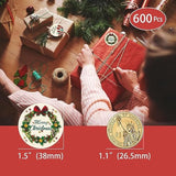 600Pcs Christmas Envelope Stickers, 1.5" Round Merry Christmas Stickers, 8 Winter Christmas Designs Decorative Envelope Seal Stickers, Card Gift Envelope Boxes
