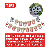 Movie Night Happy Birthday Banner Popcorn Theme Birthday Pennant Decor