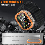 2 Pack For Apple Watch Ultra 3/2/1 Screen Protector 49Mm, 9H Tempered Glass Film With Titanium Alloy Frame, Anti Scratch, Touch Sensitive, Protective Film For Iwatch 49Mm (Orange Numeric)