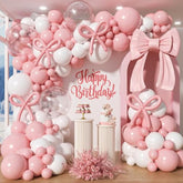 Pink Bow Balloon Garland Arch Kit - Coquette Birthday Decorations Coquette Bow Pink And White Balloon Arch Kit Different Size For Wedding Bridal Girls Birthday Baby Shower Engagement Party Decorations