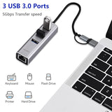 Usb C To Ethernet Adapter 3 Port Usb 3.0 Expander Hub To Rj45 Lan With Gigabit