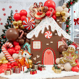 173pcs Christmas Balloon Garland Arch Kit Red Brown Sand White Gold Balloons with Gingerbread Moose Elk Deer Candy Cane Foil Balloon for Christmas Woodland Party Xmas Winter Party Decorations