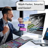 Excel Cheat Sheet Desk Pad With 231 Shortcuts | Us Local Store | Xl 31.5"X11.8" Waterproof Mousepad | Non-Slip Office & Gaming Desk Mat | Stitched Edges | Employee Appreciation Gifts