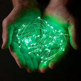2 Sets 20 Leds Green Color String Lights Silver Wire Indoor And Outdoor 6.5 Feet Firefly Starry Fairy Lights Battery Pow