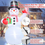 Christmas Inflatables, 14Ft Snowman With Present Box And Candy Cane, Lighted Christmas Snowman Blow Up Decorations, Chri