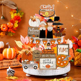 3 Pcs Thanksgiving Table Decor Wooden Turkey Pilgrim Couple
