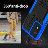 For Moto G Play 2024 Case With 2 Pack Screen Protector, Grade Shockproof, Heavy Duty Robust Bumper Cover With Kickstand For Motorola G Play 2024 Phone Blue