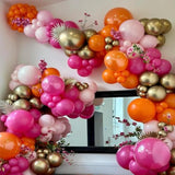 162Pcs Hot Pink Balloons Arch Garland Kit Pink Orange Gold Metallic Pastel Pink Party Balloons For Baby Shower Birthday Wedding Party Decorations (Pink Orange Gold)