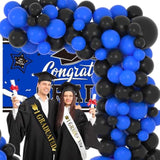 Black Blue Balloon Garland Arch Kit - 122Pcs Diy Royal Blue Black Ball