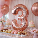 40-Inch Big Rose Gold Number 3 Foil Helium Balloon Jumbo Birthday Anniversary Decor