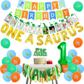 One A Saurus Birthday Decorations, Dinosaur 1St Happy Birthday Party Supplies With Balloons Highchair Banner And Baby Photo Banner, T-Rex Roar Party Decor For Boy One Year Old