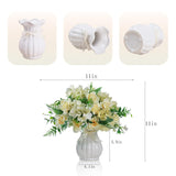 Artificial Rose Silk Hydrangea Flowers Bouquets With Vase Rustic Fake Flowers For Home Decoration Table Centerpiece (Champagne)