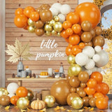 Fall Balloon Arch Kit with Orange Brown Beige Balloons for Thanksgiving Party