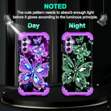 Glow in the Dark Heavy Duty Shockproof Case for Samsung Galaxy A16 5G 6.7 inch, Purple, 3 in 1 Design with Plastic Bumper and Silicone Inner Frame