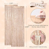 2 Pack Champagne Gold Tinsel Foil Fringe Curtains, Champagne Party Decorations, Metallic Tinsel Party Streamers Backdrop For Birthday Baby Shower Graduation Wedding Party Decorations