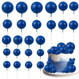 30Pcs Ball Cake Toppers Balls Cupcake Toppers Foam Ball Shaped Cake Picks Diy Balloons Cake Insert Topper For Wedding Enagement Baby Shower Birthday Party Cake Decorations Supplies Royal Blue