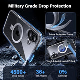 Clear Magnetic Case for iPhone 6.1 Inch - Built-in Invisible Stand Compatible with MagSafe Military Grade Drop Protection Anti-Yellowing Hard Back Silicone Edge Cover