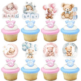 40 Pack Baby Bear Cupcake Toppers Pink Or Blue Goodnight Bear Cupcake Picks Gender Reveal Theme Cake Decorations For Boy Or Girl Baby Shower Kids Birthday Party Supplies