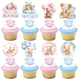 40 Pack Baby Bear Cupcake Toppers Pink Or Blue Goodnight Bear Cupcake Picks Gender Reveal Theme Cake Decorations For Boy Or Girl Baby Shower Kids Birthday Party Supplies