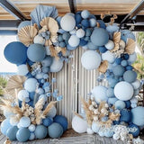 Dusty Blue Balloon Arch Kit - Double Stuffed Dark Light Baby Blue Pastel Latex Balloon Garland For Baby Shower Birthday Wedding Graduation Party Decoration