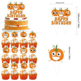32Pcs Pumpkin Birthday Party Supplies Banner Balloons Cupcake Toppers Decorations Set