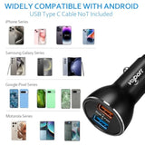 Dual Usb Car Charger: 39W All-Metal Cigarette Lighter Adapter - Black Mini Carro Charging With 2 Quick Charge 3.0 Usb-C Port For Iphone Samsung Galaxy Lg Google Pixel Moto Phone