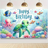 Turtle Birthday Decorations 71x43 Undersea Banner Kids Party Backdrop