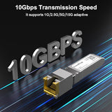 10G Sfp+ To Rj45 Transceiver Up To 30M, 10Gbase-T Rj45 Sfp+ Copper Module, 1G/2.5G/10G Adaptive, Sfp To Ethernet, Plug And Play, Hot Pluggable
