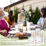 60 Pcs Flower Spring Summer Disposable Cups 16 Oz Floral Wildflowers Plastic Drinking Cups For Summer Spring Birthday Baby Shower Party Supplies(Boho)