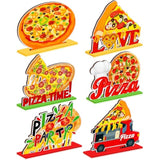 6 Pcs Pizza Party Decorations Wooden Pizza Table Centerpieces Birthday Party Favors Decorations For Home Baby Shower Supplies