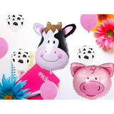 18Pcs Farm Animal Balloon For 2Nd Birthday Party Decorations Pig Cow Head Second Farm Animal Theme Balloon Garland Arch 40" Number 2 Foil Balloon 12" Latex Balloon Baby Girl Shower Party Supplies