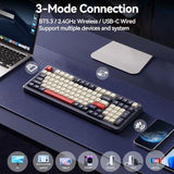 Wireless Bluetooth Mechanical Keyboard, Bt5.3/Type-C/2.4G Tri-Mode Hot Swappable Custom Gaming Keyboards, Gasket, Rgb, Numpad, Blue Computer Keyboard For Mac/Win/Office, 98 Keys(Click Sound)