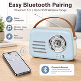 Vintage Radio Bluetooth Speaker,Over 20 Hours Battery Life Bluetooth Speaker,Portable Retro Radio with Bluetooth,Subwoofer AUX/USB for Home Office