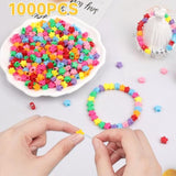 1000 Rainbow Star Pony Beads: DIY Jewelry & Decor