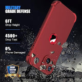 Triple Protection for iPhone 14 - 3 in 1 Case with 2 x 9H Screen Protectors, Red