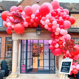 Valentines Day Balloon Garland Arch Kit Macaron Pink Retro Pink Red Balloons Heart Lip Balloons For Valentines'S Day Bridal Shower Baby Shower Bachelorette Anniversary Party Decoration Supplies