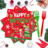 122Pcs Christmas Birthday Party Decorations Christmas Birthday Supplies Tableware Set With Plates Napkins Christmas Tableware For Christmas Party Decorations Happy Holidays Decorations