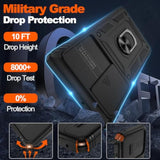 For Samsung Galaxy S22 Ultra Case With Slide Camera Cover & Screen Protector*2, S22 Ultra Case Build In 360° Rotating Ring Kickstand, Military Grade Protective Case For Galaxy S22 Ultra Case, Black