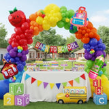 Wellcome Back To School Balloon Garland Arch Kit 120Pcs With Apple School Bus Classroom Pencil Mylar Balloon For Back To School Kid Birthday Party Decorations