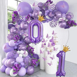 40" Purple Number 6 Balloon with Mini Crown 6th Birthday Party Decor