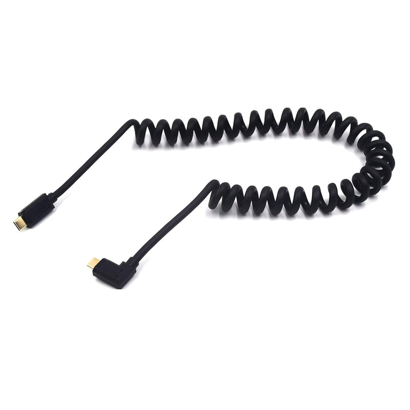 Coiled Usb 3.1 Type C Cable, Usb C Male To 90 Degree Left & Right Angle Usb C
