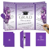 Purple Graduation Party Decorations, 2Pcs Class Of 2025 Congratulations Graduates Alternative Signature Guest Book For Men Women Happy Graduation Gifts Congrats Grad Party Signing Card Board
