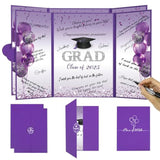 Purple Graduation Party Decorations, 2Pcs Class Of 2025 Congratulations Graduates Alternative Signature Guest Book For Men Women Happy Graduation Gifts Congrats Grad Party Signing Card Board