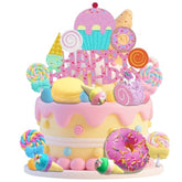 25pcs Donut & Candy Cupcake Toppers for Sweet-Themed Birthday Party Decor