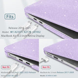 Compatible With Macbook Air 13 Inch Case 2021 2020 2019 2018 Release Models: M1 A2337 A2179 A1932, Plastic Hard Shell Case For Mac Air 13 Inch With Retina Fits Touch Id, Purple Glitter