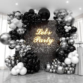 119pcs Black & Silver Balloon Garland Kit – For Graduation, Birthday, or Engagement Parties