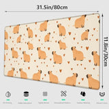 Cute Capybara Gaming Mouse Pad, Large Office Desktop Adorable Cartoon Capybaras Mousepad For Computer Laptop, Extended Work Desk Mat With Anti-Slip Base, Decorative Desk Pad 31.5×11.8 In