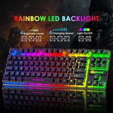 Gaming Keyboard and Mouse Combo,88 Keys Compact Rainbow Backlit Mechanical Feel Keyboard,RGB Backlit 6400 DPI Lightweight Gaming Mouse with Honeycomb Shell for Windows PC Gamers (Black)