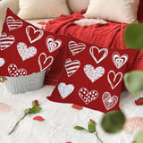 2 Pack Waterproof Outdoor Valentines Day Pillow Covers 24X24 Inch White Red Love Heart Holiday Throw Pillow Cases Romantic Valentine Farmhouse Decorations Cushion Cover Double Sided